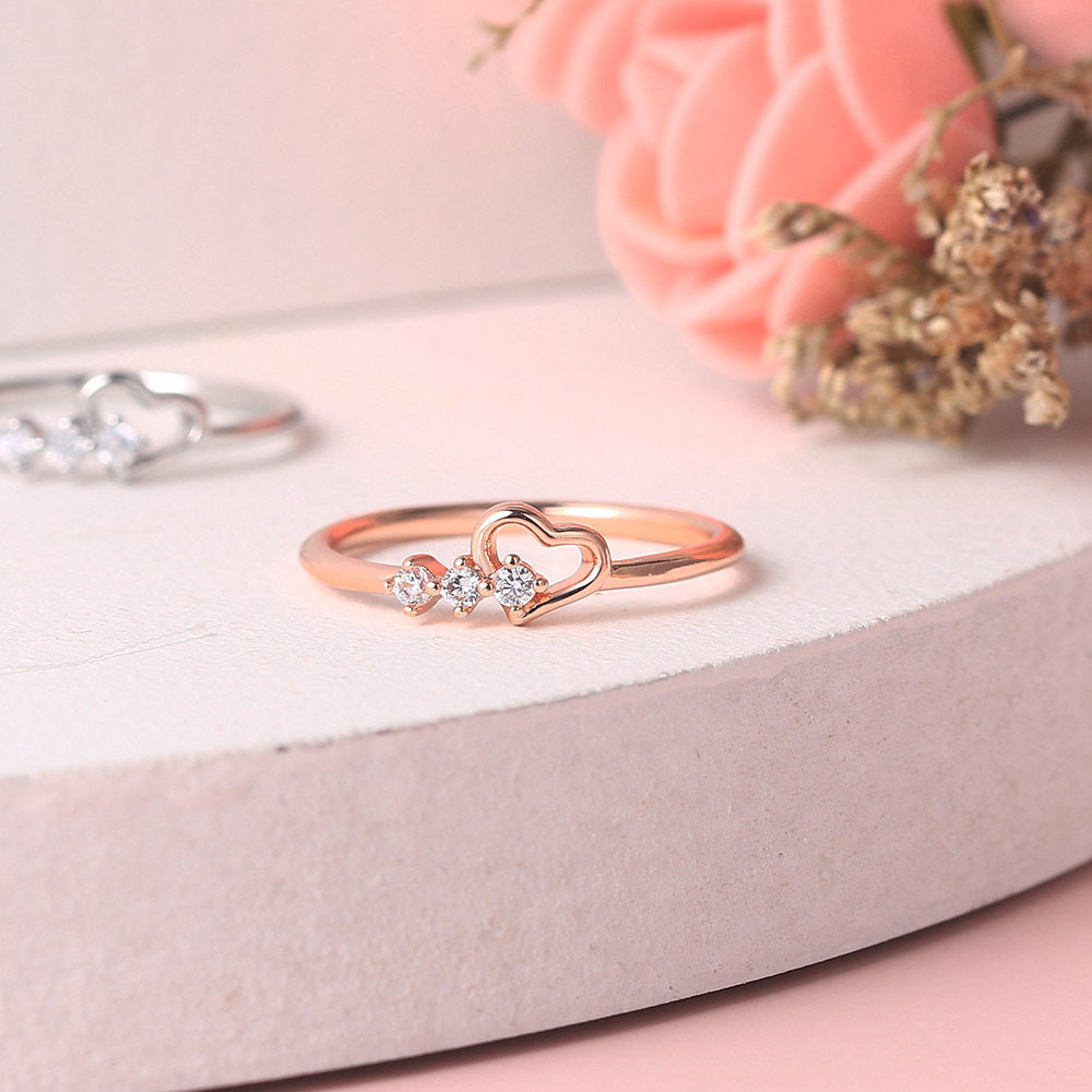 Anillos De Cobre Chapado En Oro Pequeños Corazones De Diamantes al por mayor